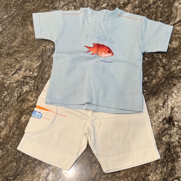 mini man Other - Kids Mini Man Set with Fish Design - Light Blue and Cream 18 Months